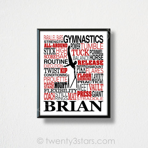 Men's Gymnastics Typography Wall Art - twenty3stars