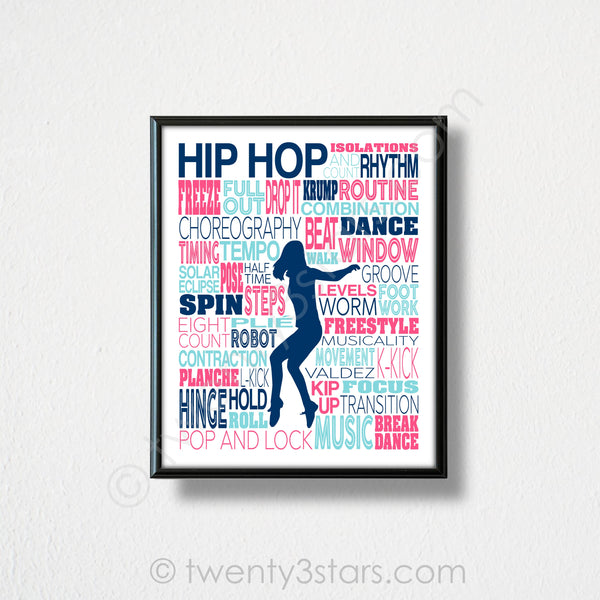 Girl's Hip Hop Dance Typography Wall Art - twenty3stars