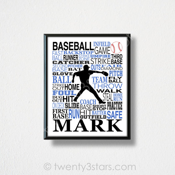 Baseball Pitcher Typography Wall Art - twenty3stars