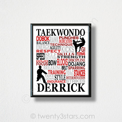 Taekwondo Typography Wall Art - twenty3stars
