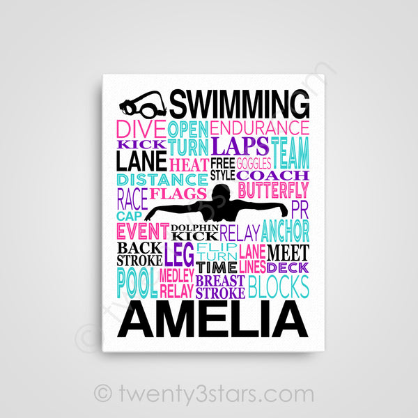 Swimmer Typography Wall Art - twenty3stars