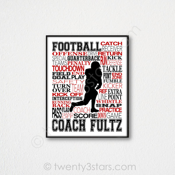 Football Running Back Typography Wall Art - twenty3stars