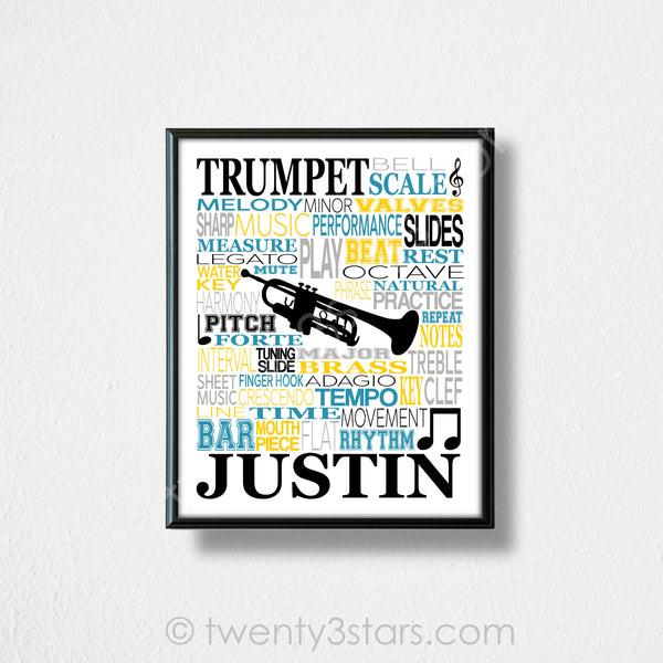 Trumpet Typography Wall Art - twenty3stars