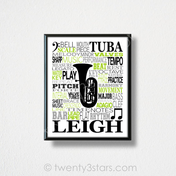 Trombone Typography Wall Art - twenty3stars