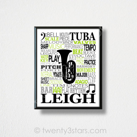Tuba Typography Wall Art - twenty3stars
