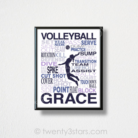 Volleyball Spiker Typography Wall Art - twenty3stars