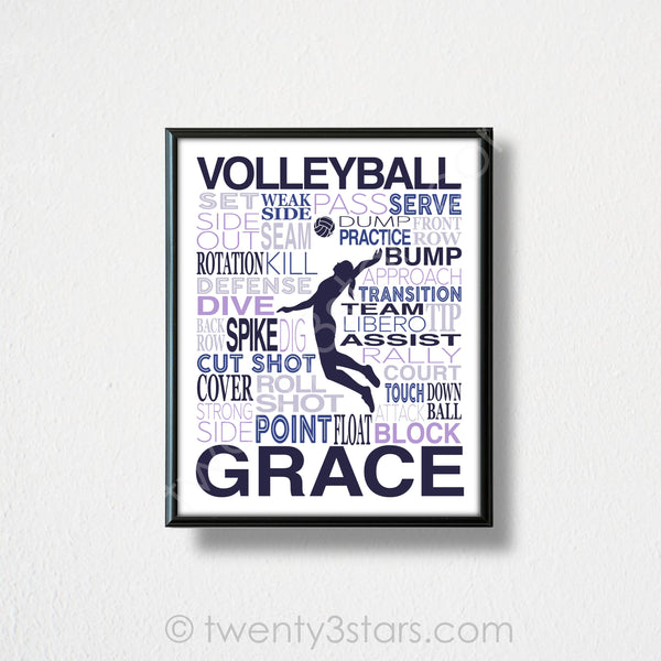 Volleyball Name Typography Wall Art - twenty3stars