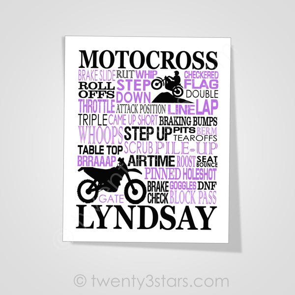Girl's Motocross Typography Wall Art - twenty3stars