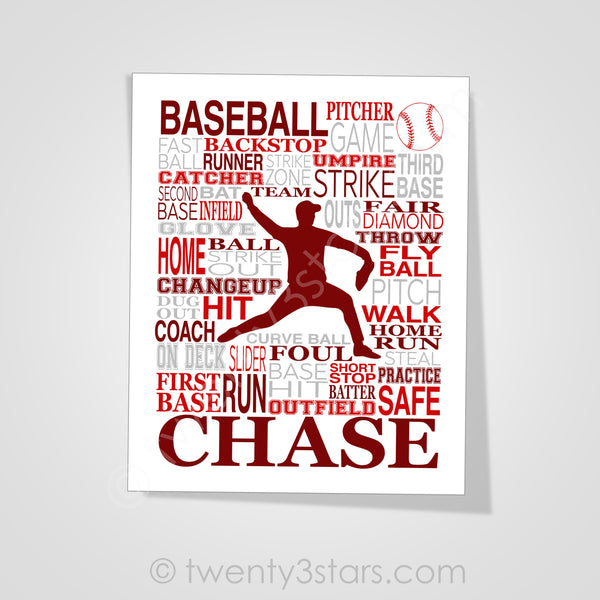 Baseball Typography Wall Art - twenty3stars