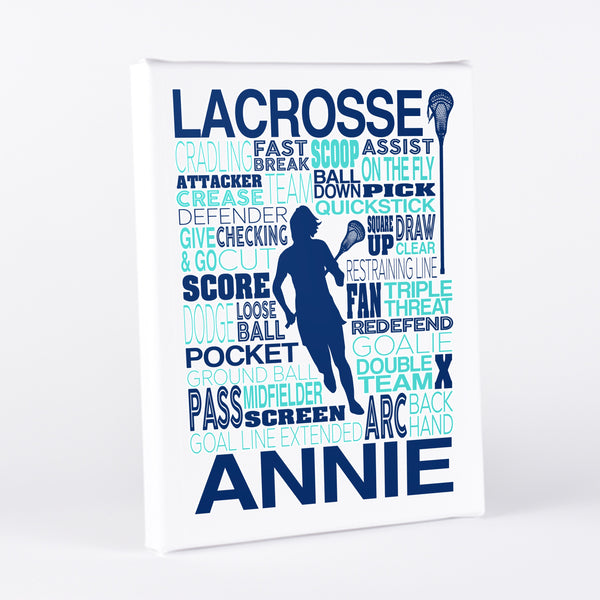 Girl's Lacrosse Typography Wall Art - twenty3stars