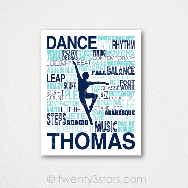 Men's Dance Typography Wall Art - twenty3stars