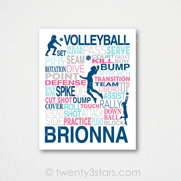 Volleyball Name Typography Wall Art - twenty3stars