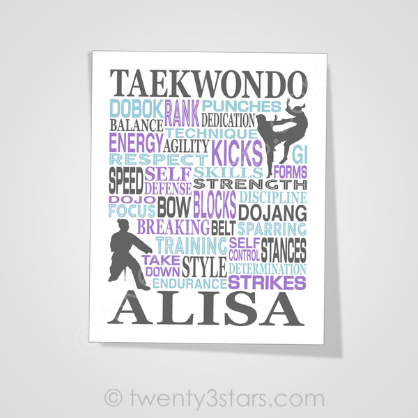 Girl's Taekwondo Typography Wall Art - twenty3stars