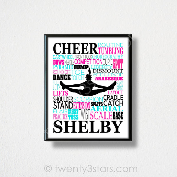 Cheerleading Typography Wall Art - twenty3stars
