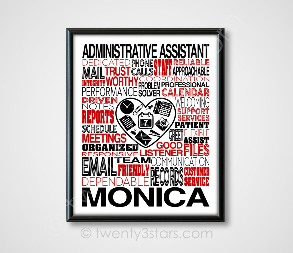 Administrative Assistant Typography Wall Art - twenty3stars