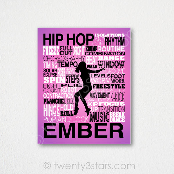 Girl's Hip Hop Dance Typography Wall Art - twenty3stars