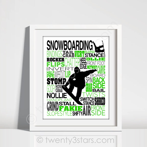Snowboarding Typography Wall Art - twenty3stars