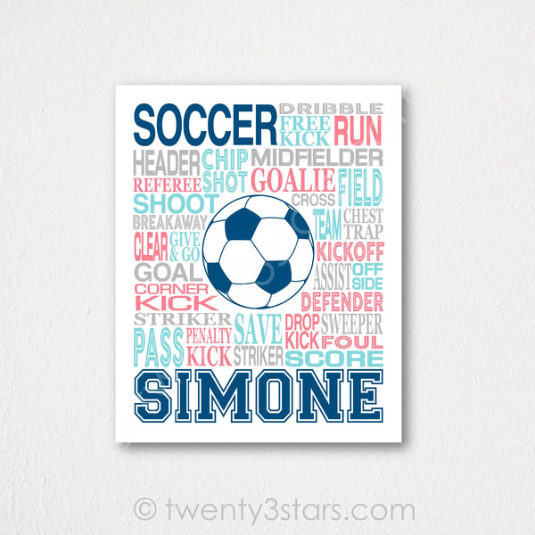Soccer Ball Typography Wall Art - twenty3stars