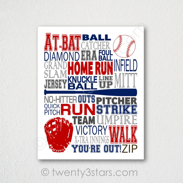 Softball Alphabet Typography Wall Art - twenty3stars