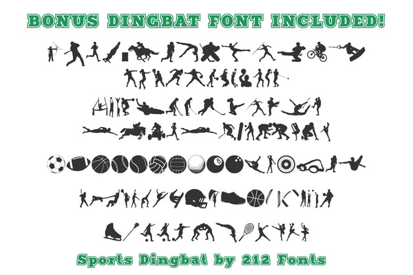 Sports Display & Dingbat Font (OTF) - by 212fonts 212 Fonts