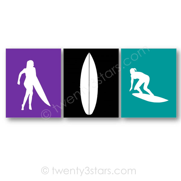 Surfer Girl Wall Art Set  - twenty3stars