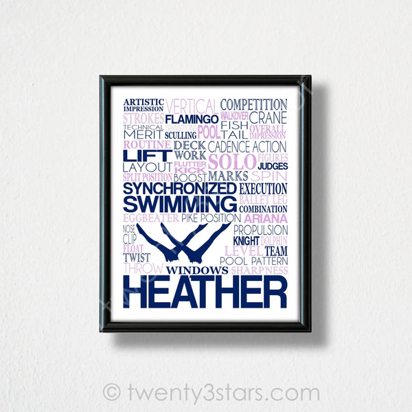 Synchronized Swimming Typography Wall Art - twenty3stars