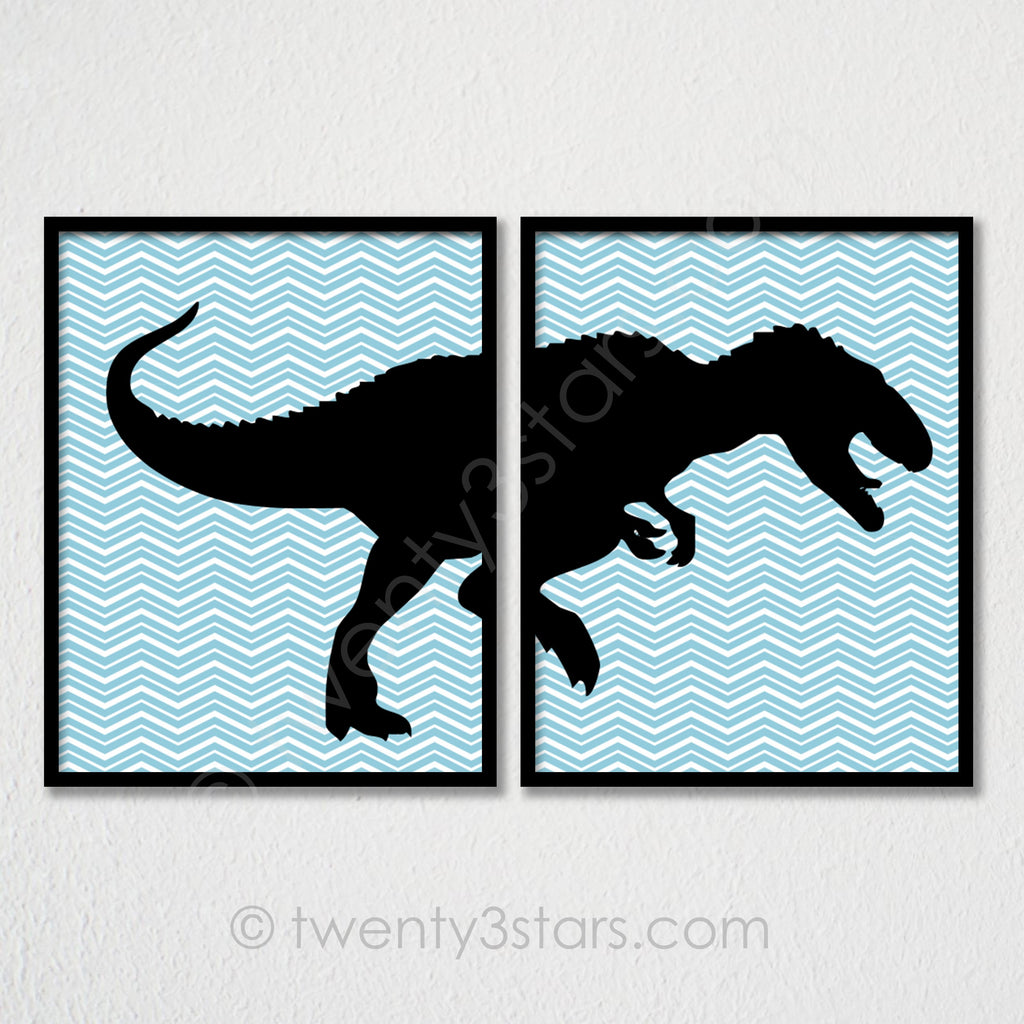 T-Rex Dinosaur Wall Art Pair  - twenty3stars