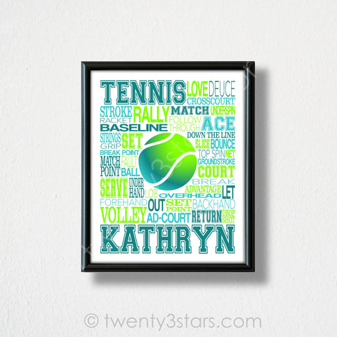 Tennis Ball Typography Wall Art - twenty3stars