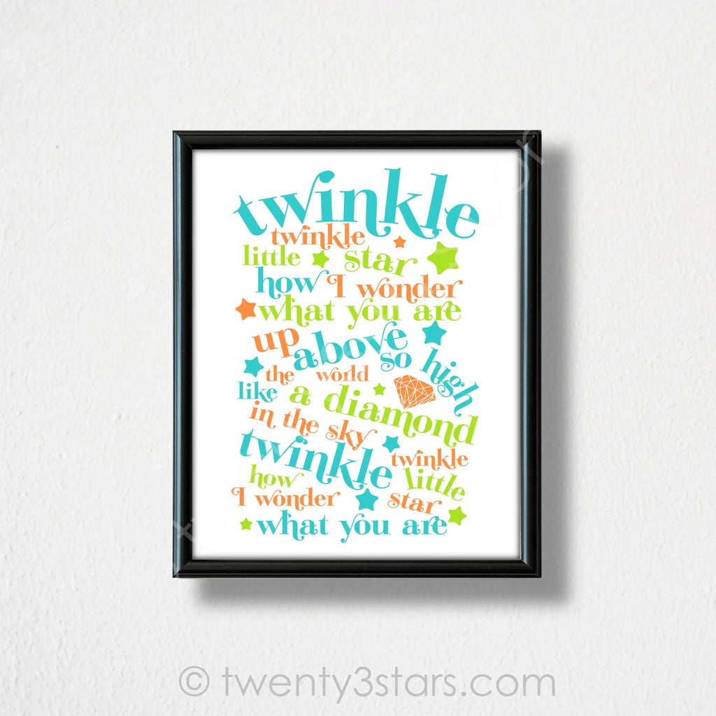 Twinkle Little Star Nursery Rhyme Wall Art - twenty3stars