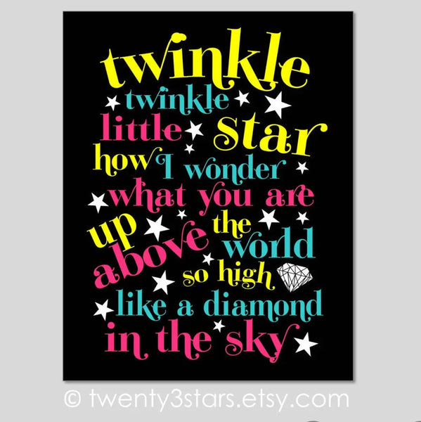 Twinkle Little Star Nursery Rhyme Wall Art - twenty3stars