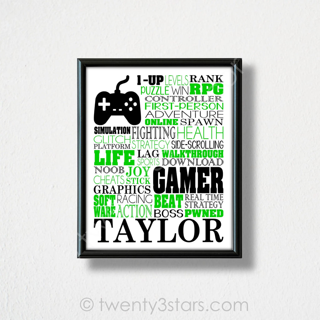 Video Gamer Gaming Typography Wall Art - twenty3stars
