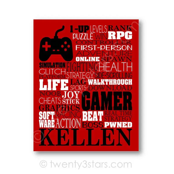Video Gamer Gaming Typography Wall Art - twenty3stars