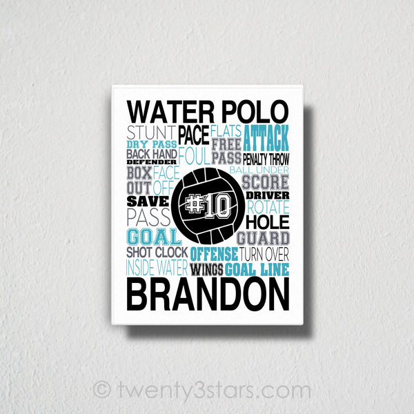 Water Polo Word Wall Art - twenty3stars
