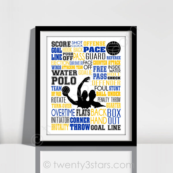 Water Polo Word Wall Art -twenty3stars