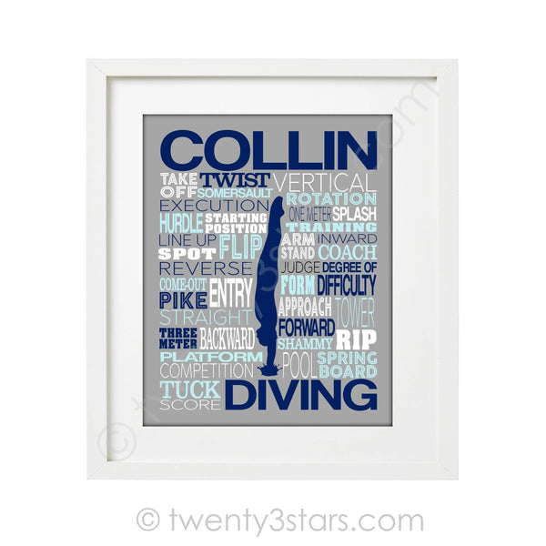 Women's Diving Team Typography Wall Art - twenty3stars