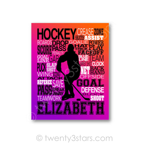 Women's Hockey Typography Wall Art - twenty3stars