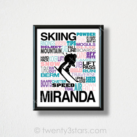Women's Skiing Typography Wall Art - twenty3stars