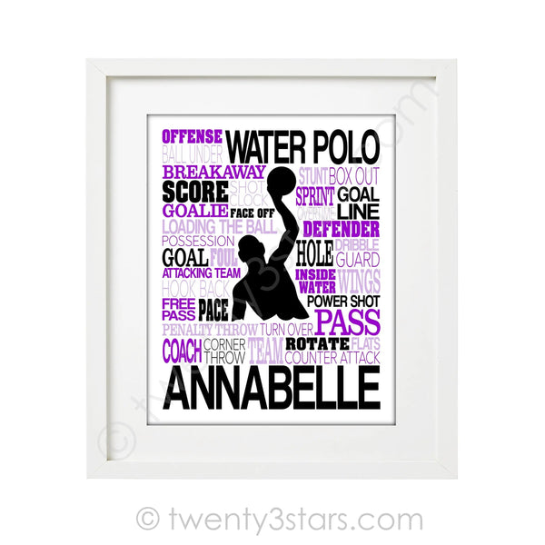 Women's Water Polo Typography Wall Art - twenty3stars