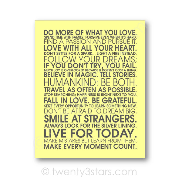 Words to Live By Wall Art - twenty3stars