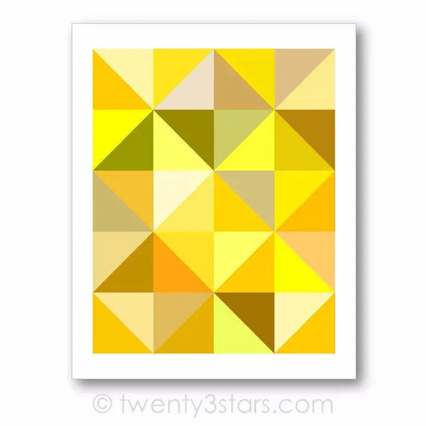 Yellow Triangles Geometric Wall Art - twenty3stars