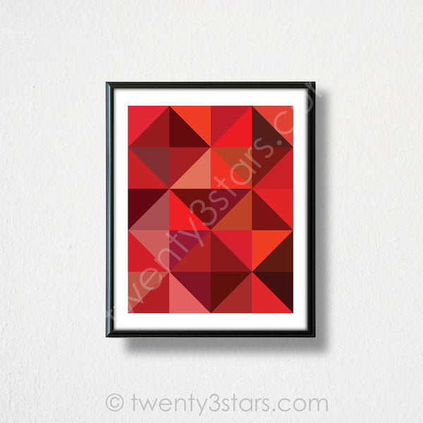 Red Triangles Geometric Wall Art - twenty3stars