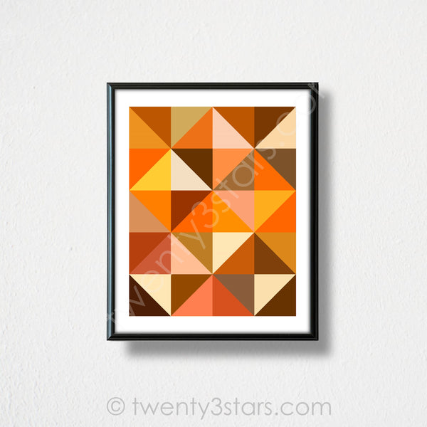 Orange Triangles Geometric Wall Art - twenty3stars