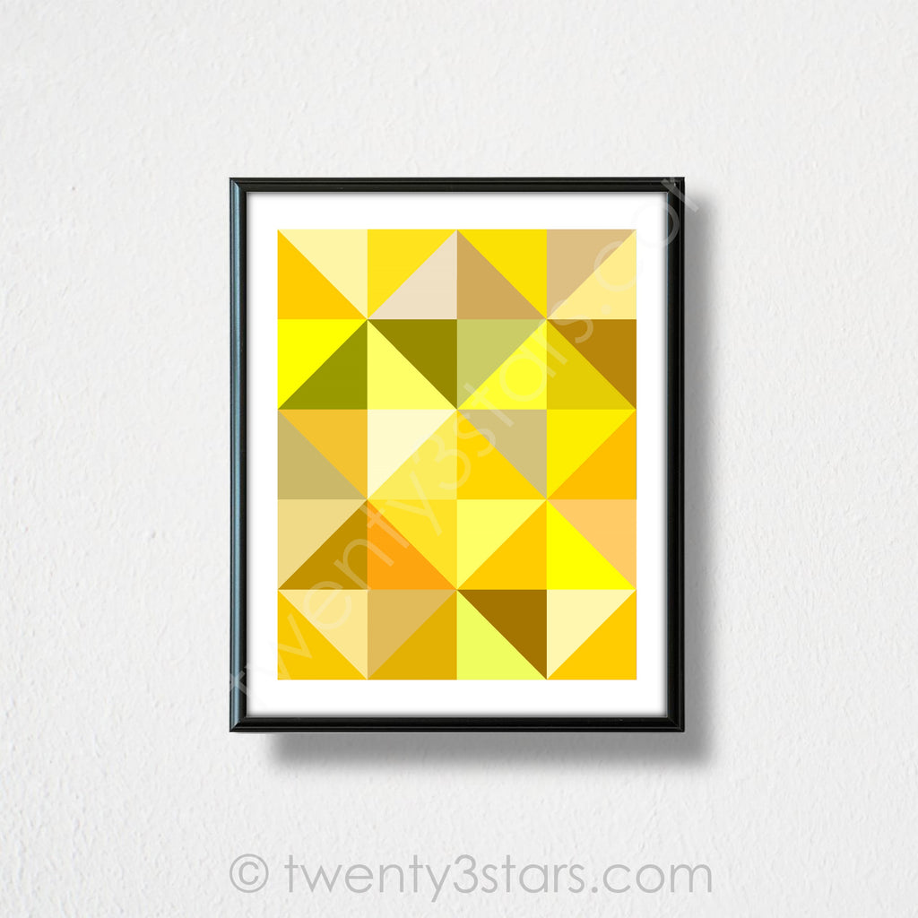 Yellow Triangles Geometric Wall Art - twenty3stars