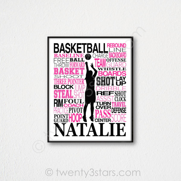 Boy's Basketball Typography Wall Art - twenty3stars