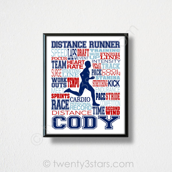 Girl's Distance Runner Track & Field Typography Wall Art - twenty3stars