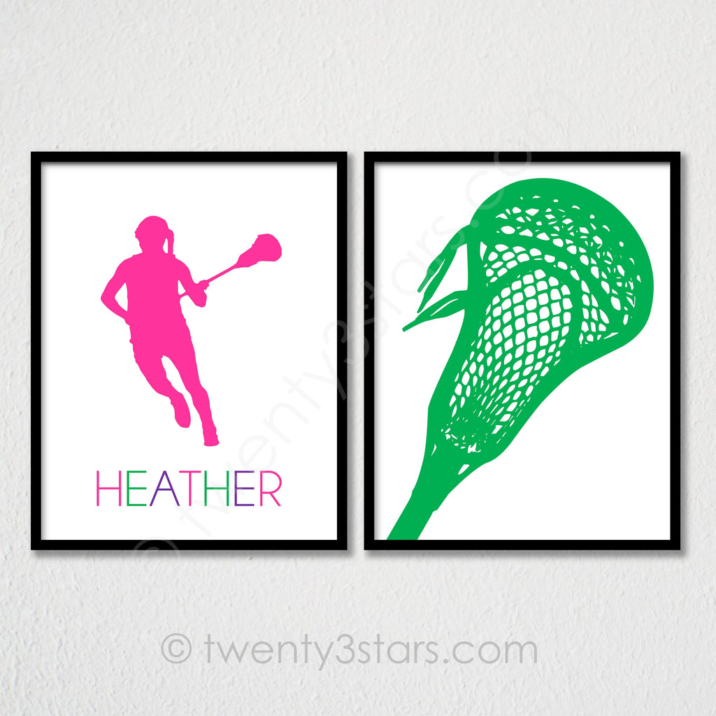 Girl's Lacrosse Wall Art Pair  - twenty3stars