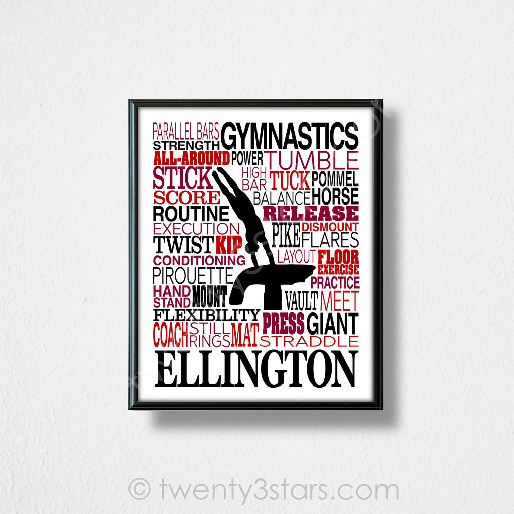 Men's Gymnastics Vault Typography Wall Art - twenty3stars