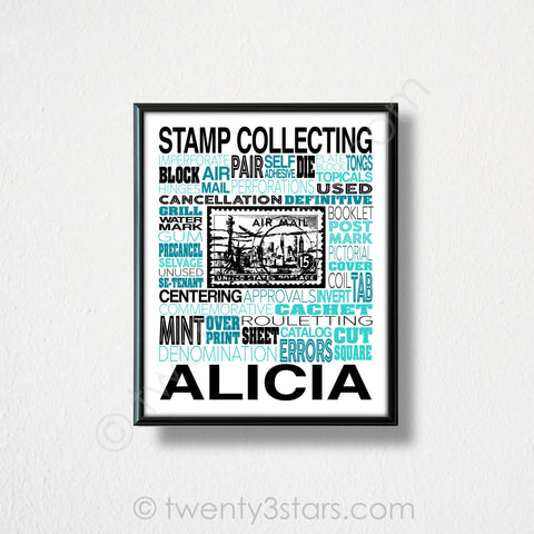 Stamp Collecting Typography Wall Art - twenty3stars